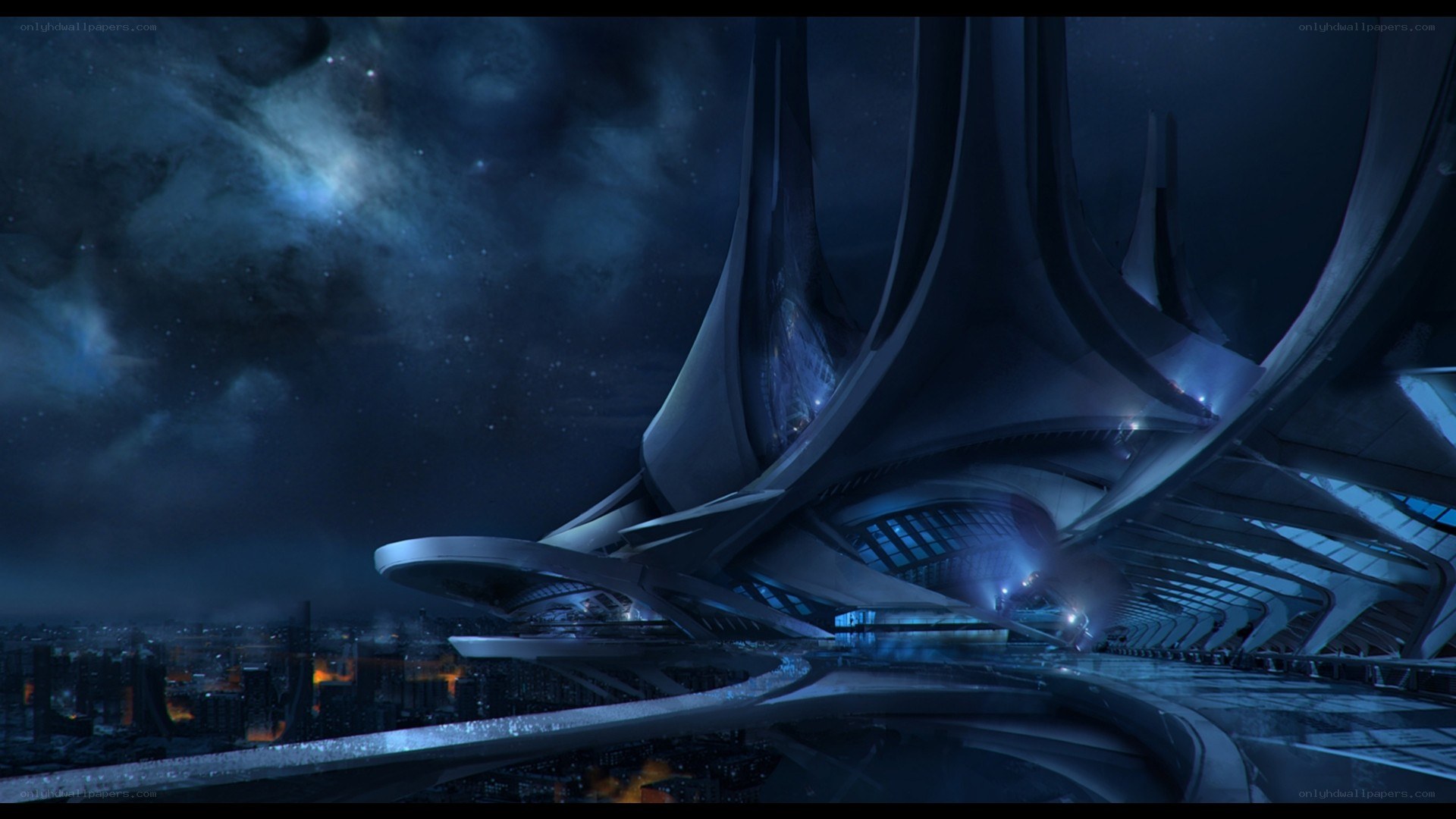 futuristic city at night