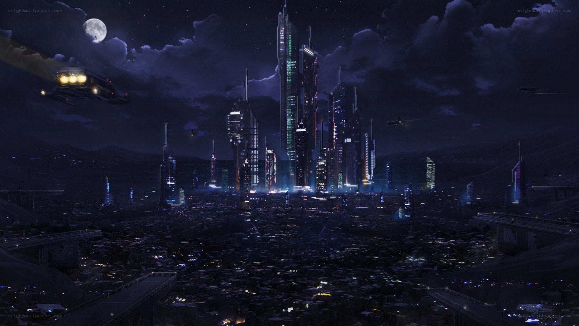futuristic city at night
