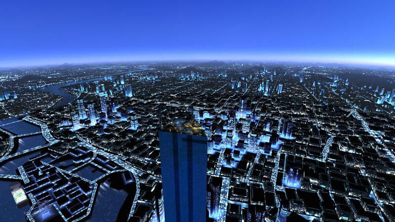 Futuristic City at Night — Blue, Dark