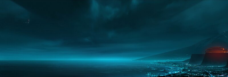 Futuristic City at Night — Blue
