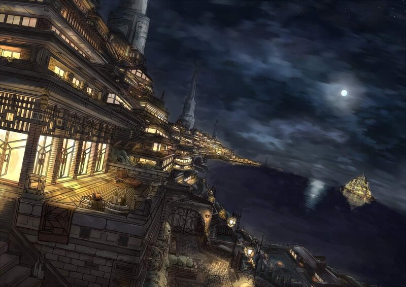 Futuristic City at Night — Dark Blue, Dramatic, Digital Art