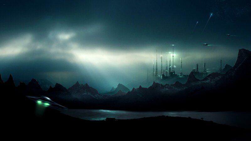 Futuristic City at Night — Dark Blue