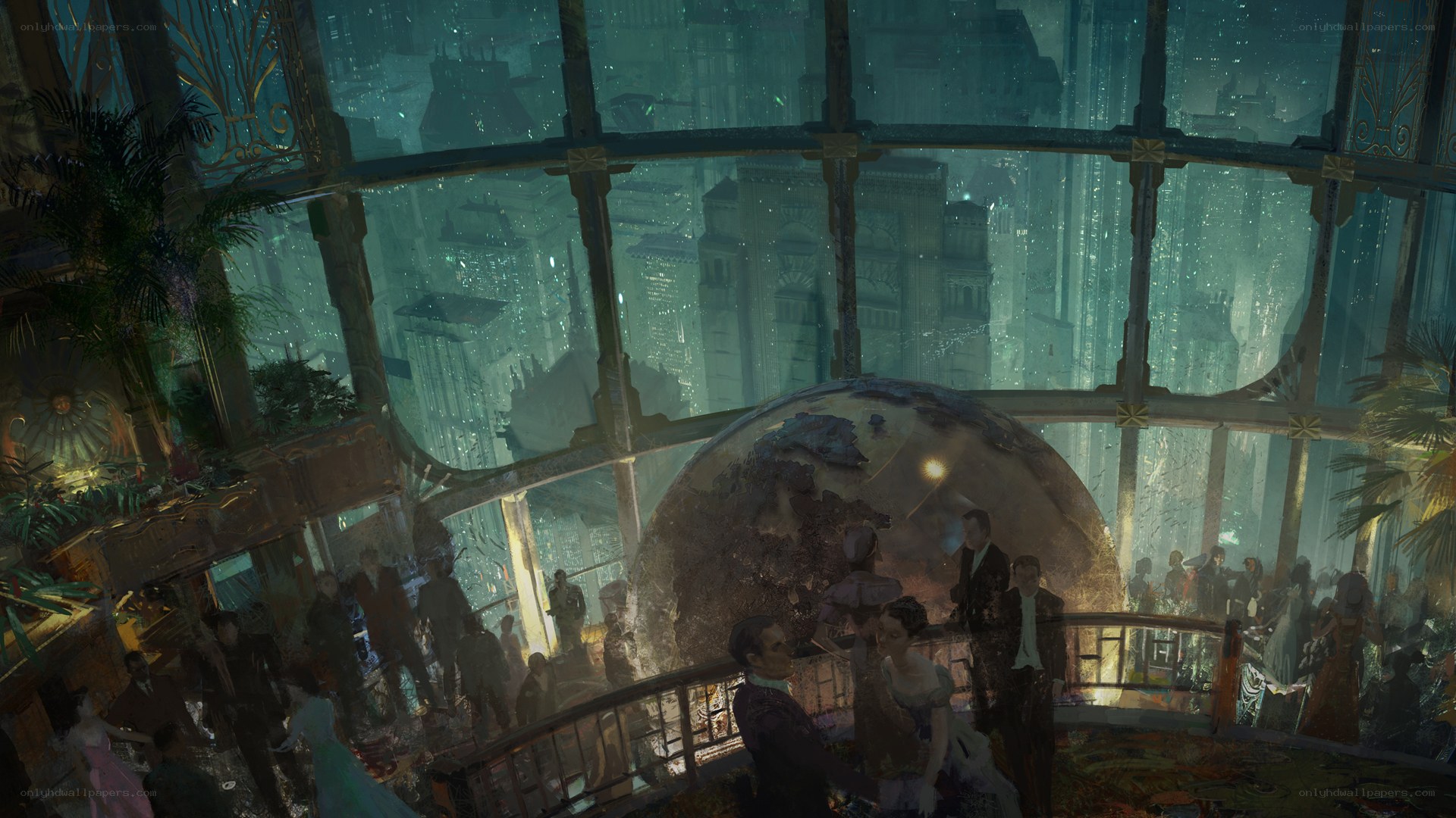 futuristic city ballroom