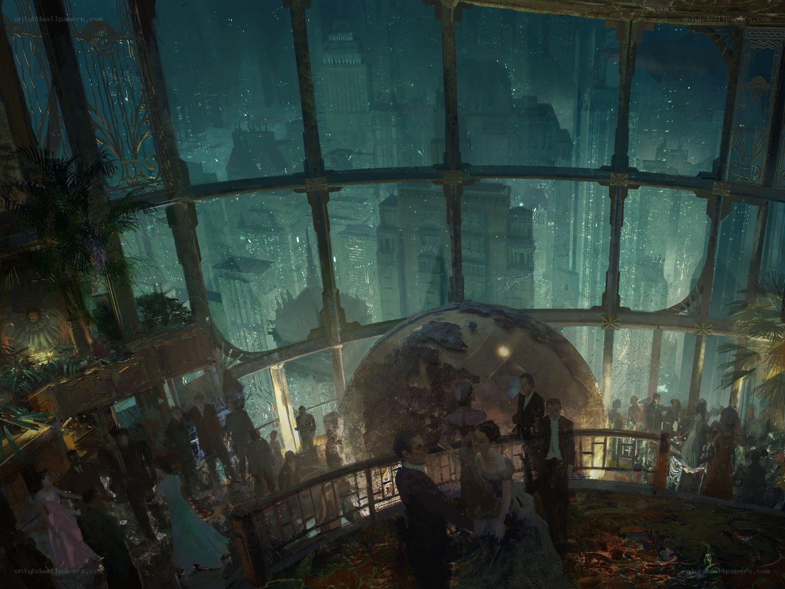futuristic city ballroom