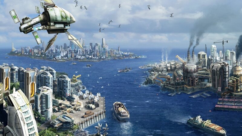 futuristic city by the sea