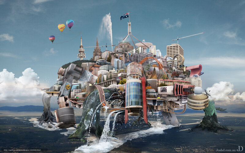 Futuristic city collage