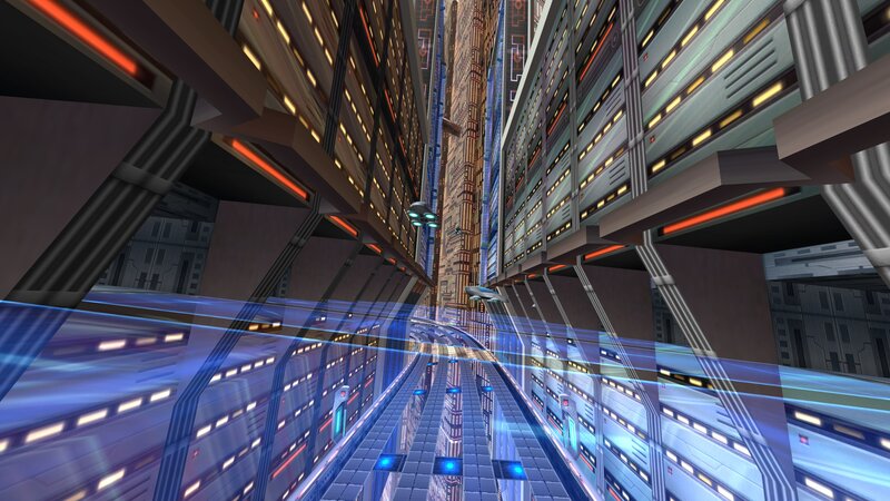 futuristic city corridor
