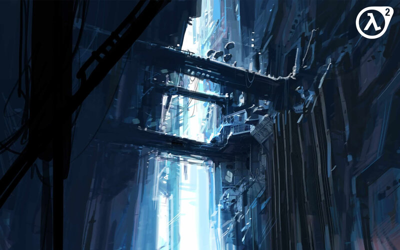 Futuristic City Corridor — Blue