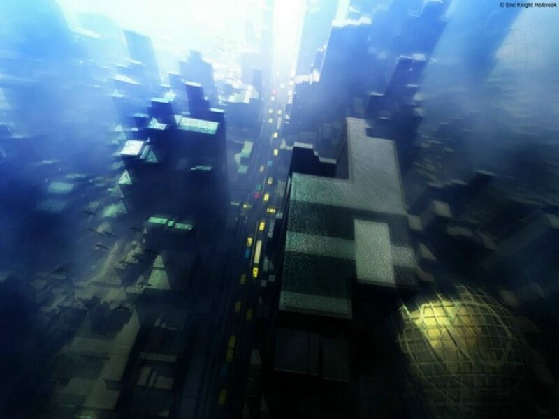 futuristic city from above