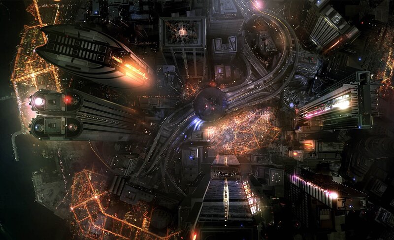 futuristic city from above