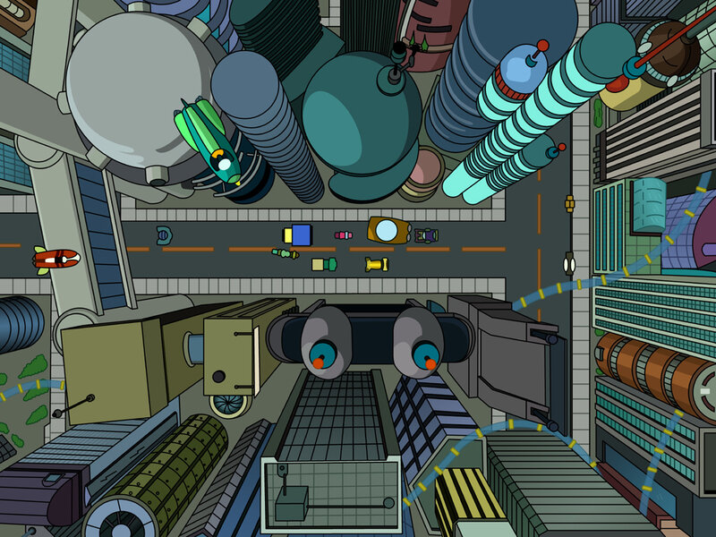 futuristic city from above