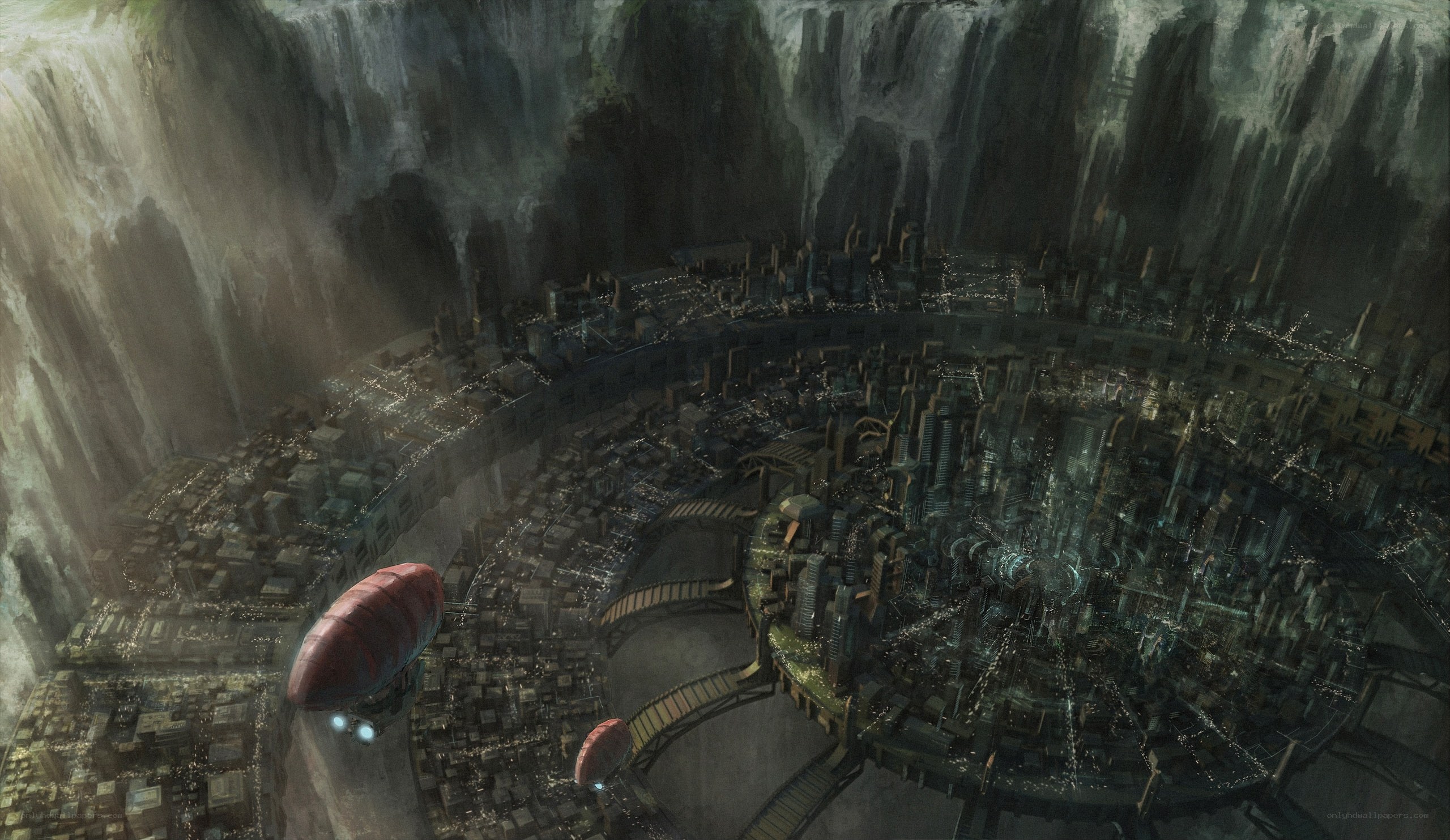 futuristic city in canyon