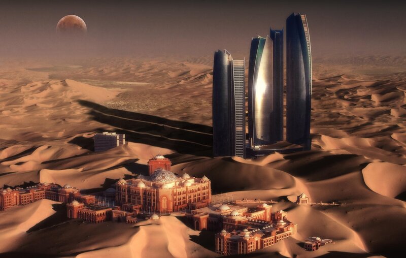 Futuristic City in Desert — Brown