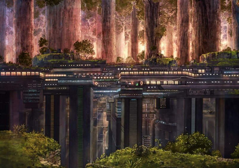 Futuristic City in Forest — Green, Serene