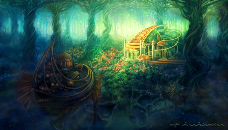 Futuristic City in Forest — Green