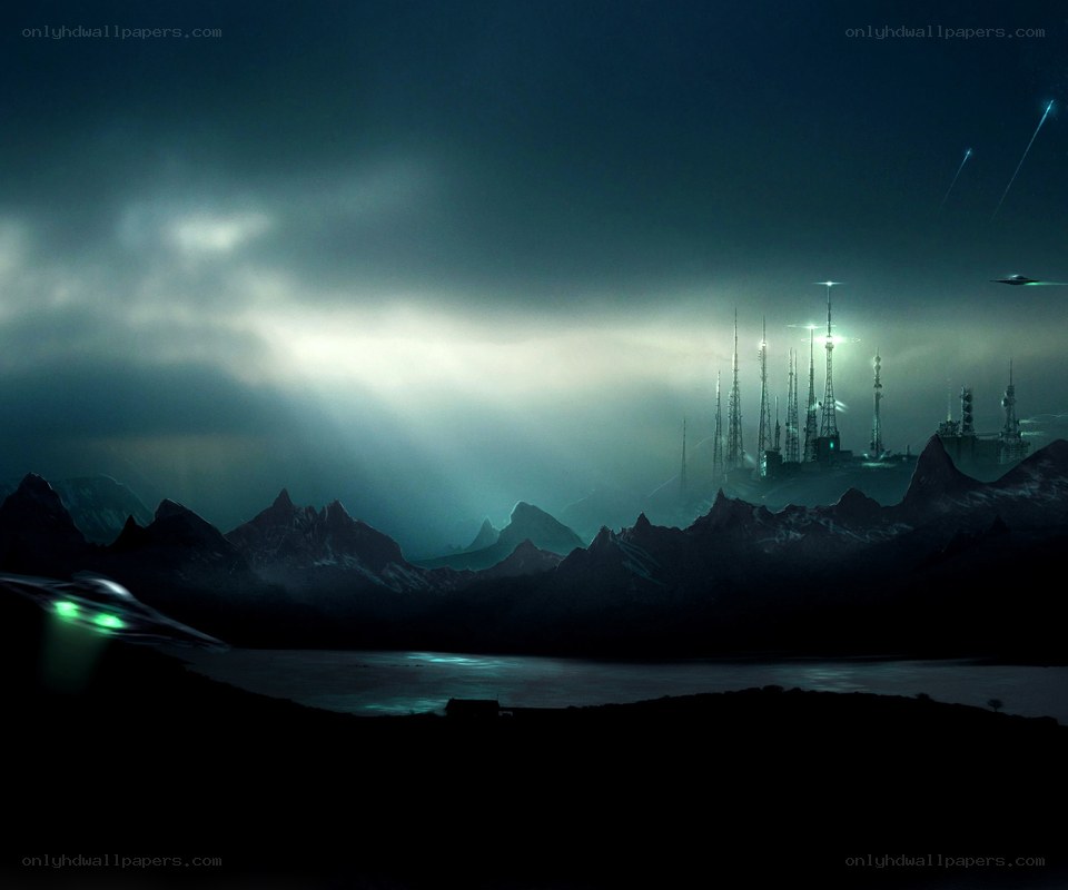 futuristic city in mountains