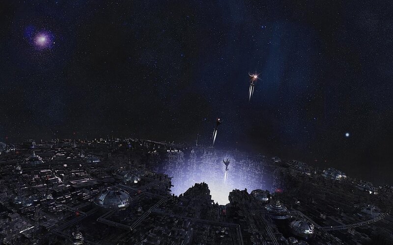 Futuristic City in Space — Black