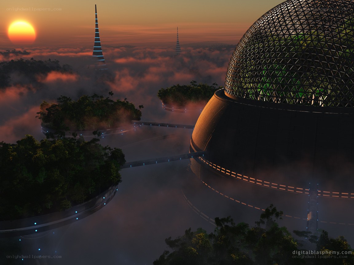 futuristic city in the clouds