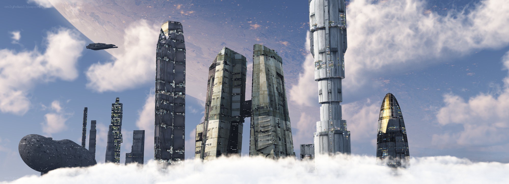 futuristic city in the clouds