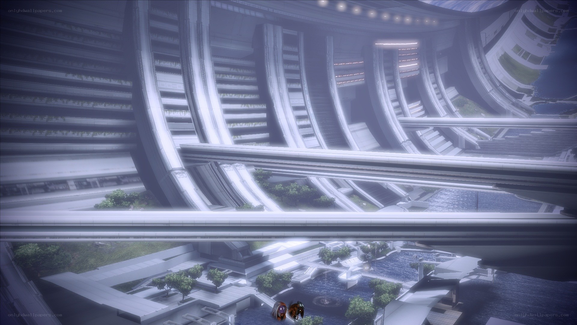 futuristic city interior