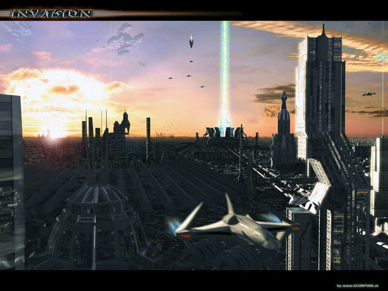 Futuristic city invasion