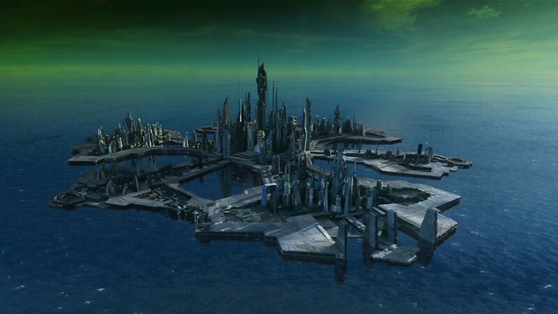 Futuristic City Island — Blue