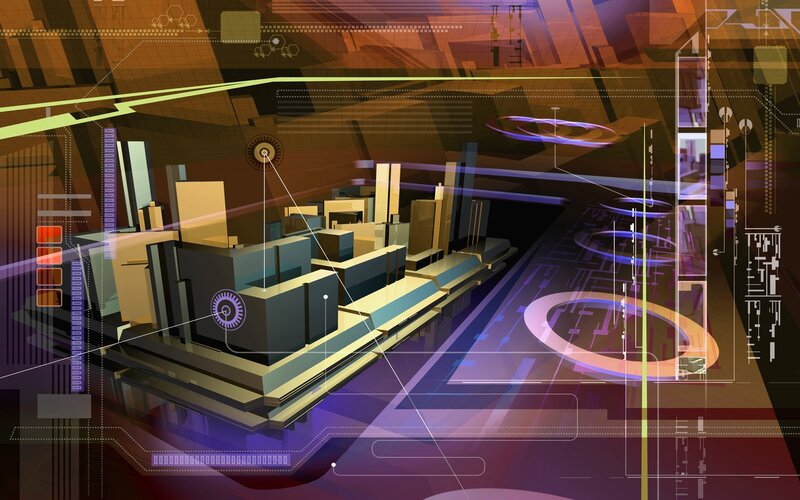 Futuristic City Model — Purple