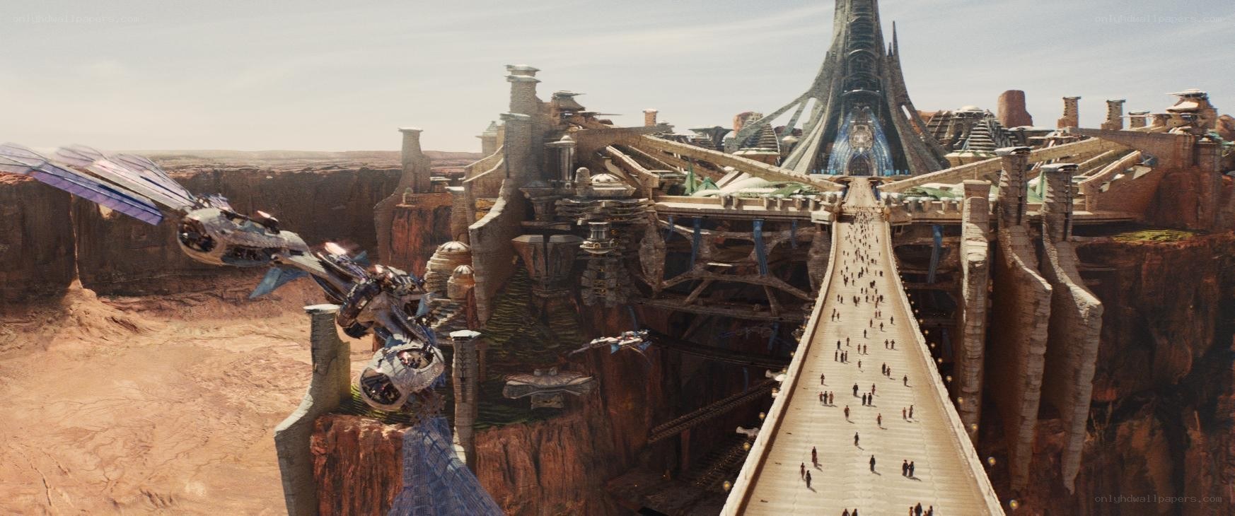 futuristic city on a canyon