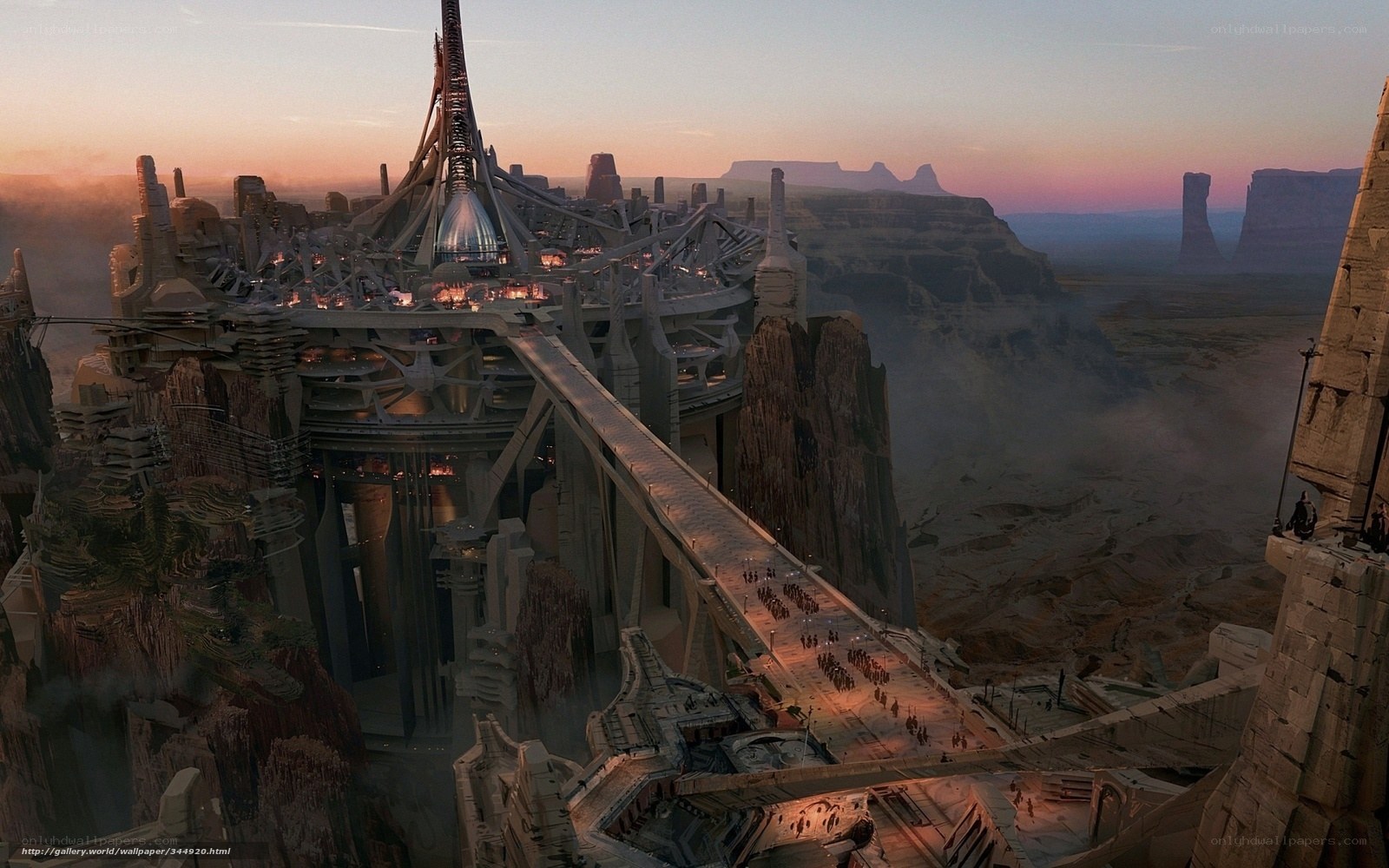futuristic city on a canyon