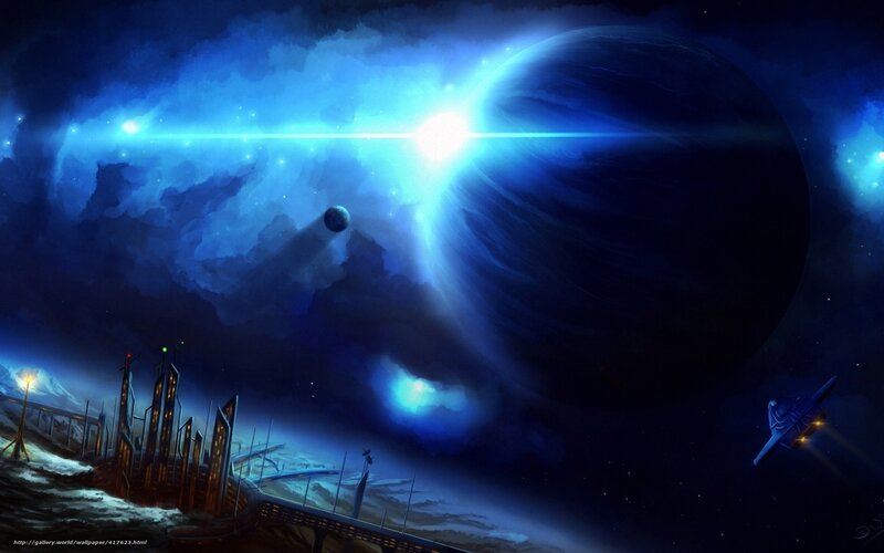 Futuristic City on Alien Planet — Blue, Dramatic, Night