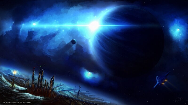 Futuristic City on Alien Planet — Blue, Dramatic