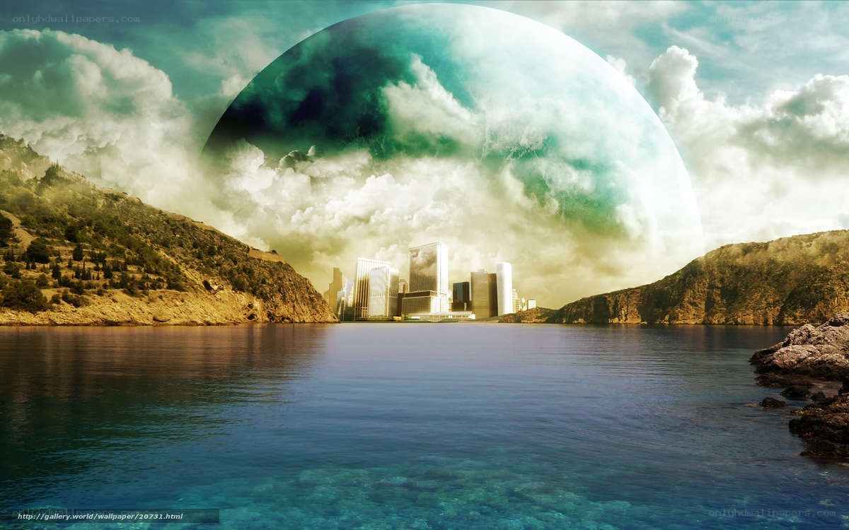 Futuristic city on alien world