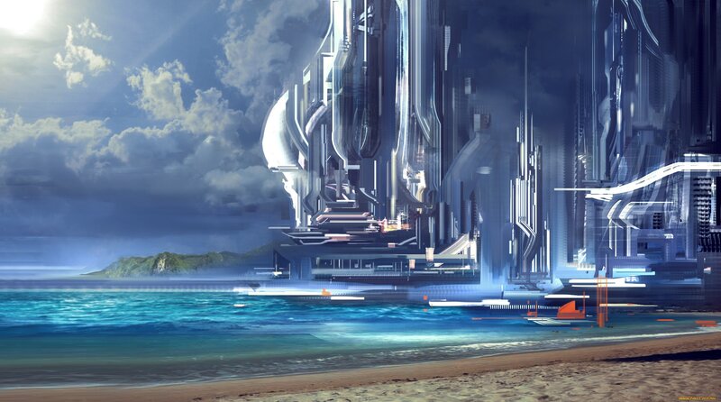 Futuristic City on Beach