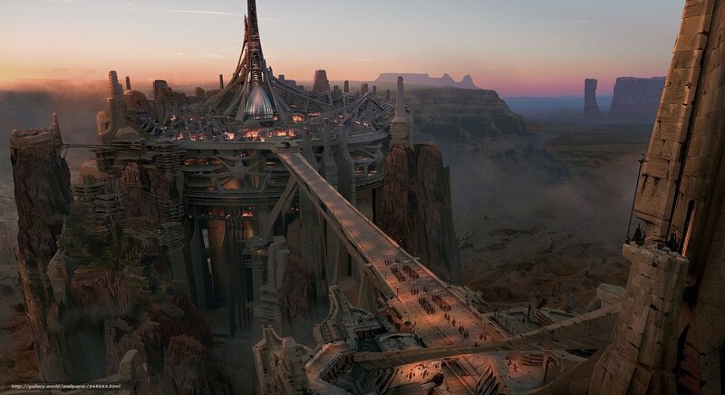 Futuristic City on Canyon — Orange
