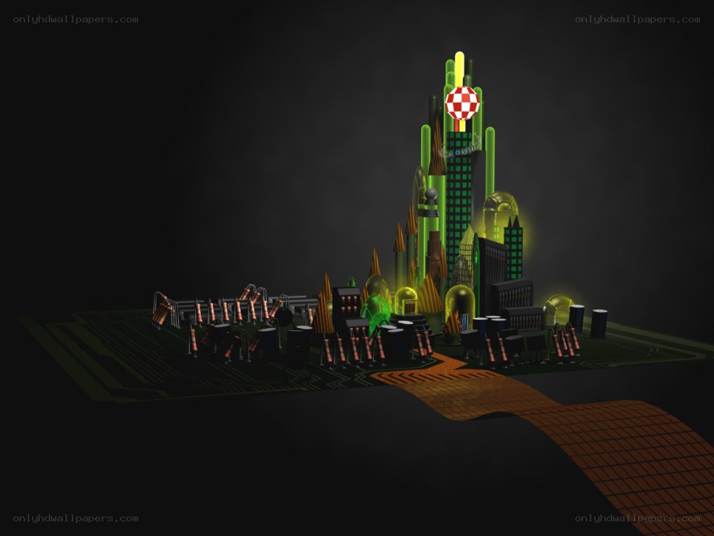 futuristic city on circuit board