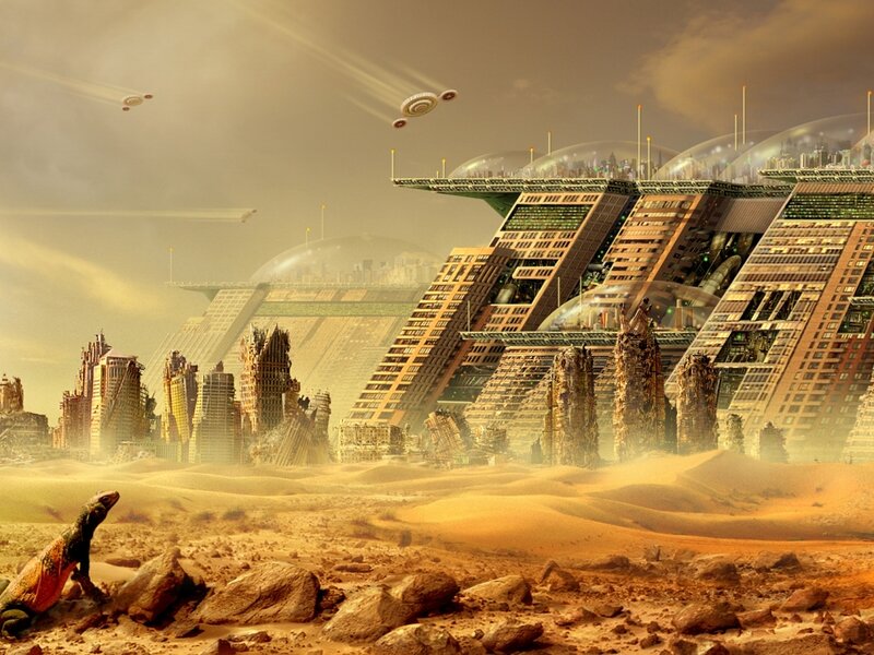 Futuristic City on Desert Planet