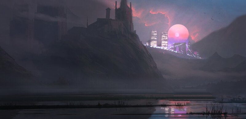 Futuristic City on Hill