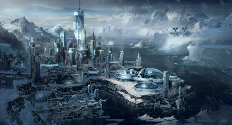 Futuristic City on Ice — Blue, Cold