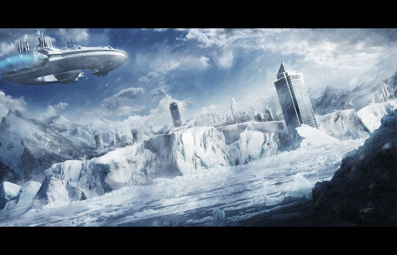Futuristic City on Ice — White