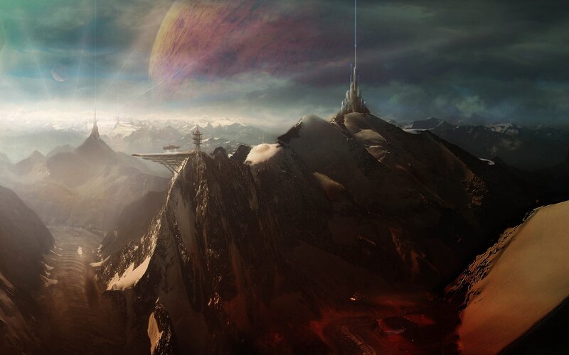 Futuristic City on Mountain — Brown