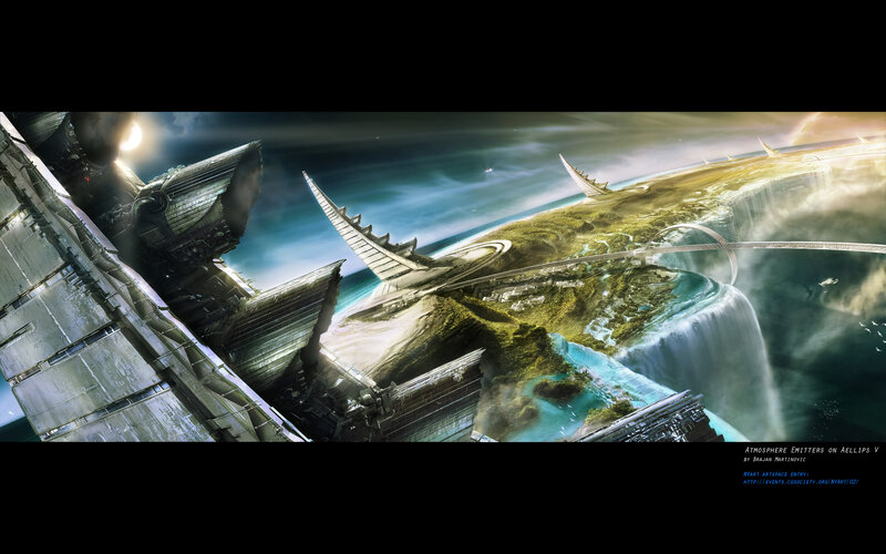 Futuristic City on Planet — Green