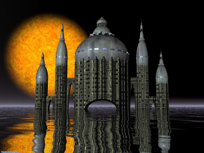 Futuristic City on Water — Black