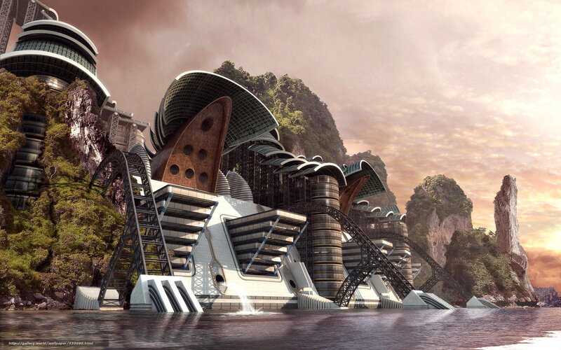 Futuristic City on Water — Brown