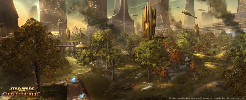 Futuristic City Park — Green, Dramatic