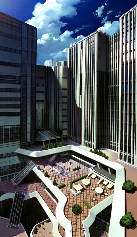 futuristic city plaza