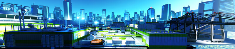 futuristic city port scene