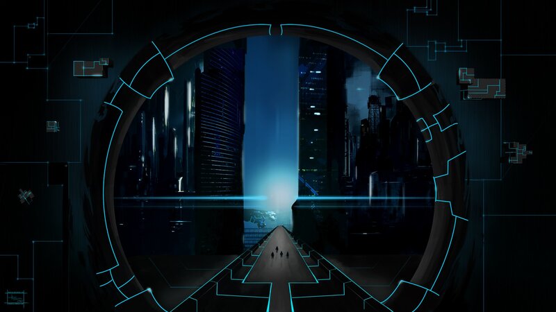 futuristic city portal