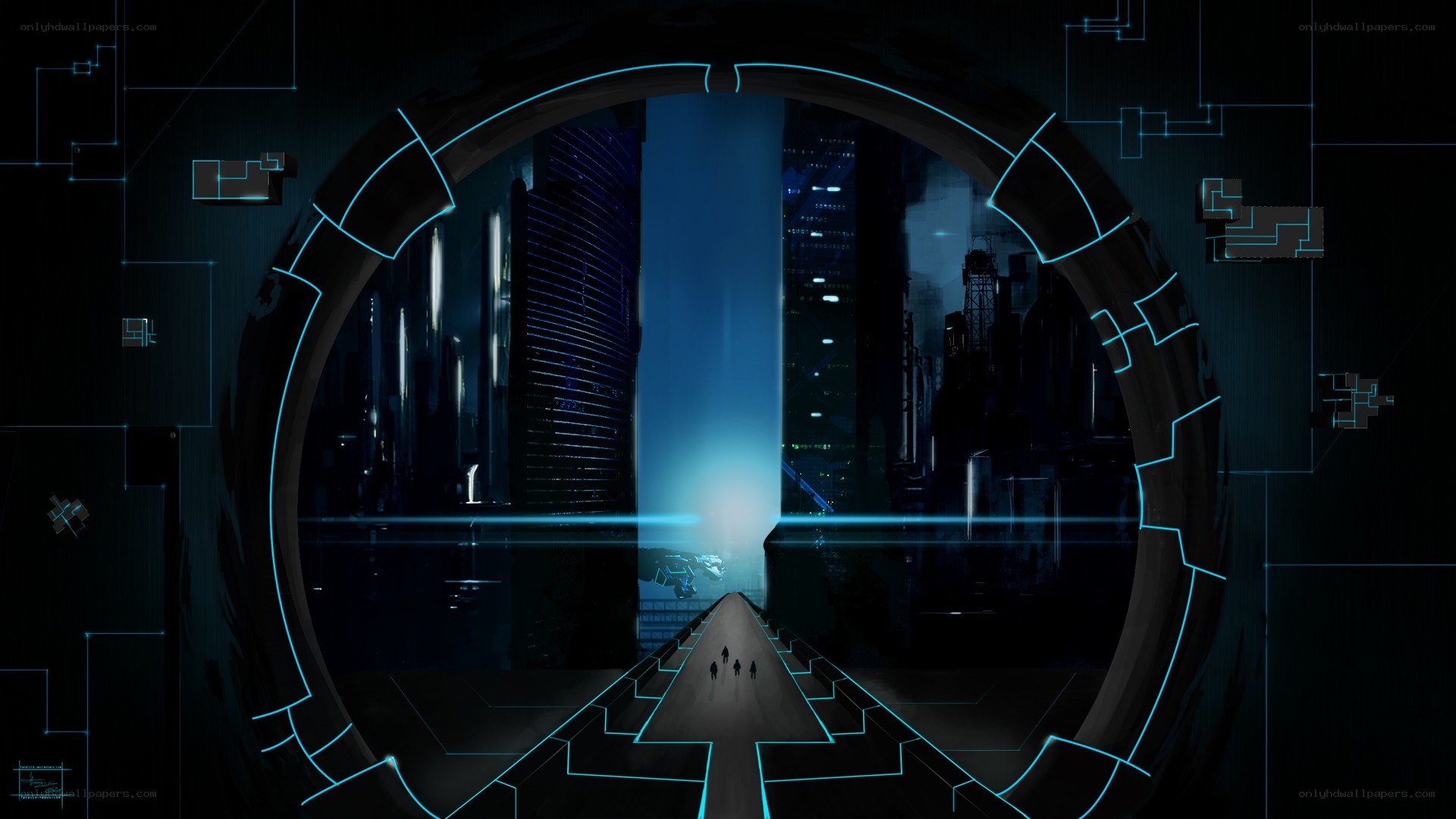 futuristic city portal