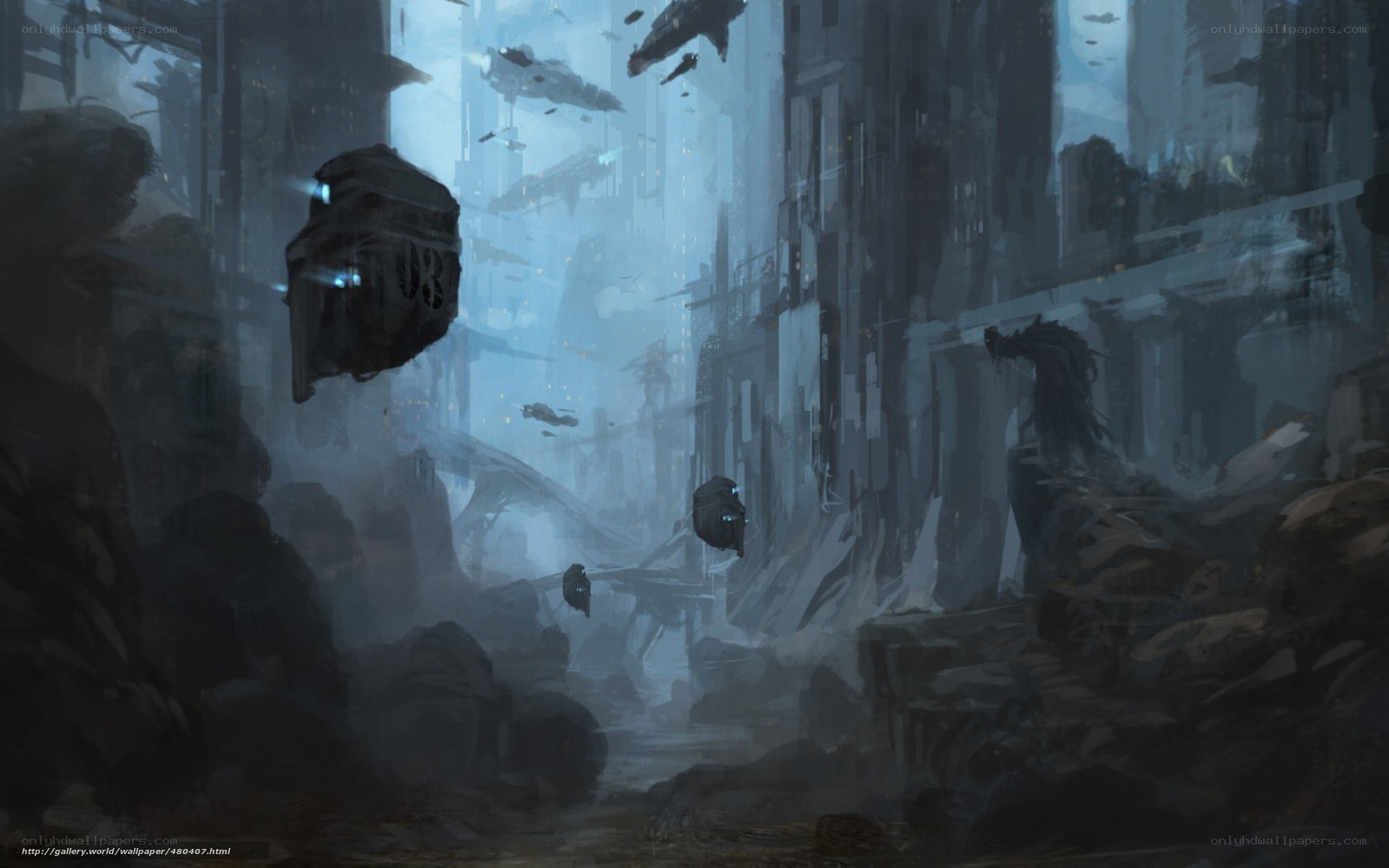 futuristic city ruins