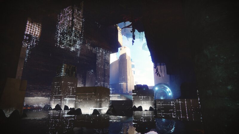 Futuristic City Ruins — Black